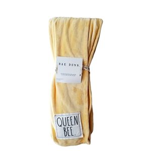 Rae Dunn Queen Bee Plush Blanket Throw 50 x 60 NEW Yellow